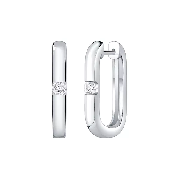 Elongated Hoop With Solitaire Lab Diamond