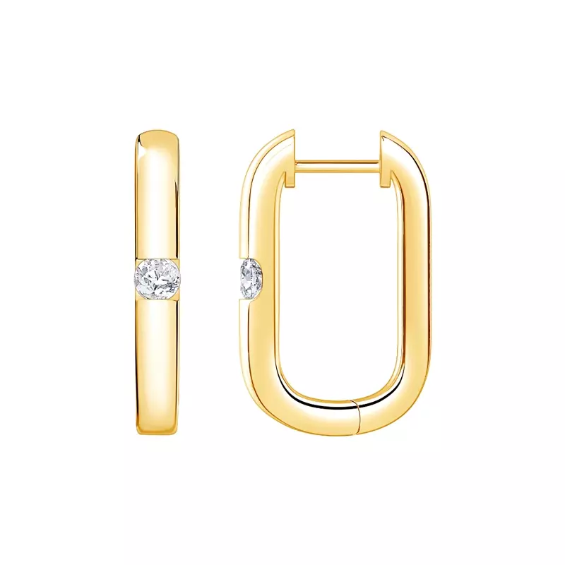 Elongated Hoop With Solitaire Lab Diamond