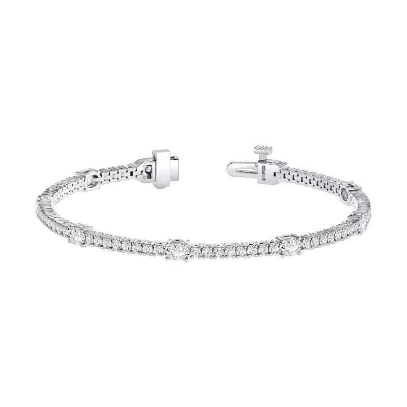 14K White Gold Oval and Round Lab Diamond Bracelet (4 ct. tw.)