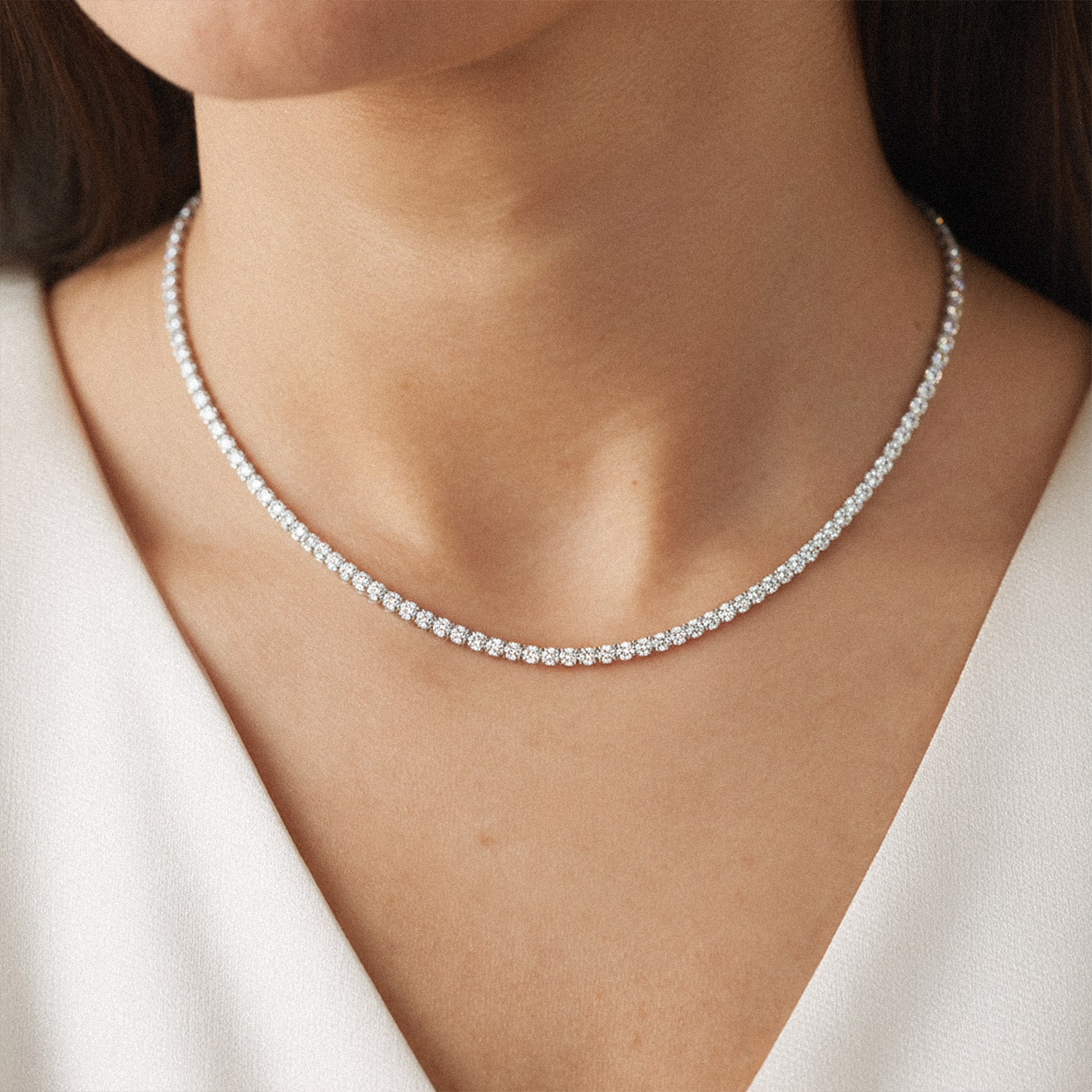 Classic Diamond Tennis Necklace (7 ct. tw.) - 14K White Gold