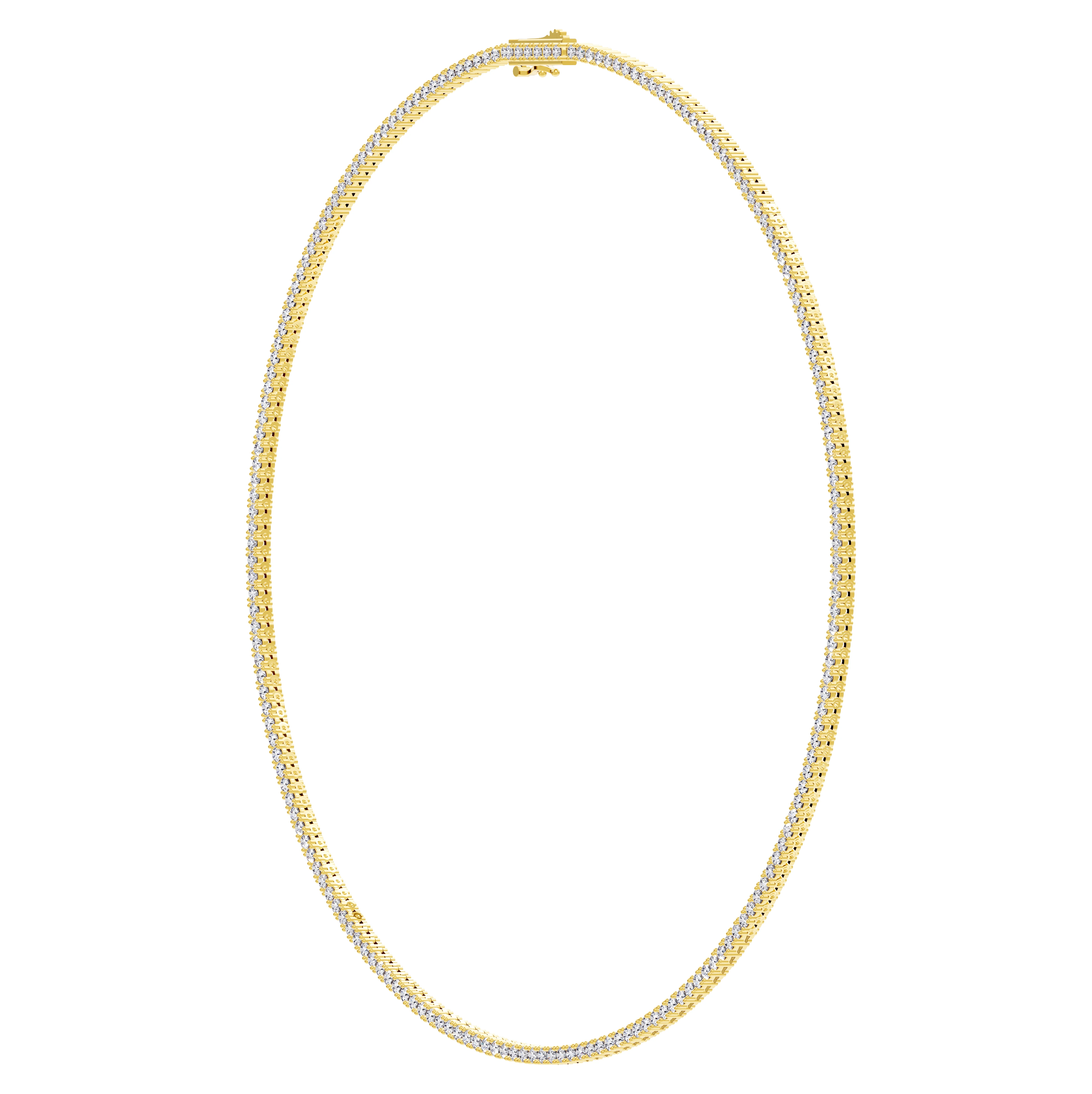 14K Yellow Gold Classic Lab Diamond Tennis Necklace (7 ct. tw.)