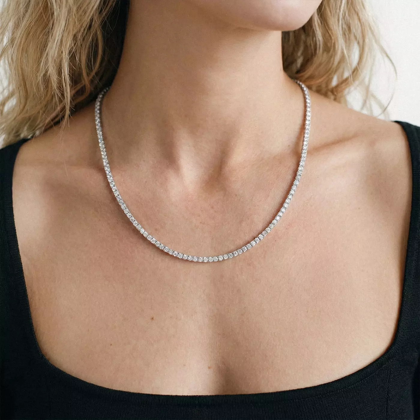 Tennis Necklace Silhouette 14K Yellow Gold Engagement Ring