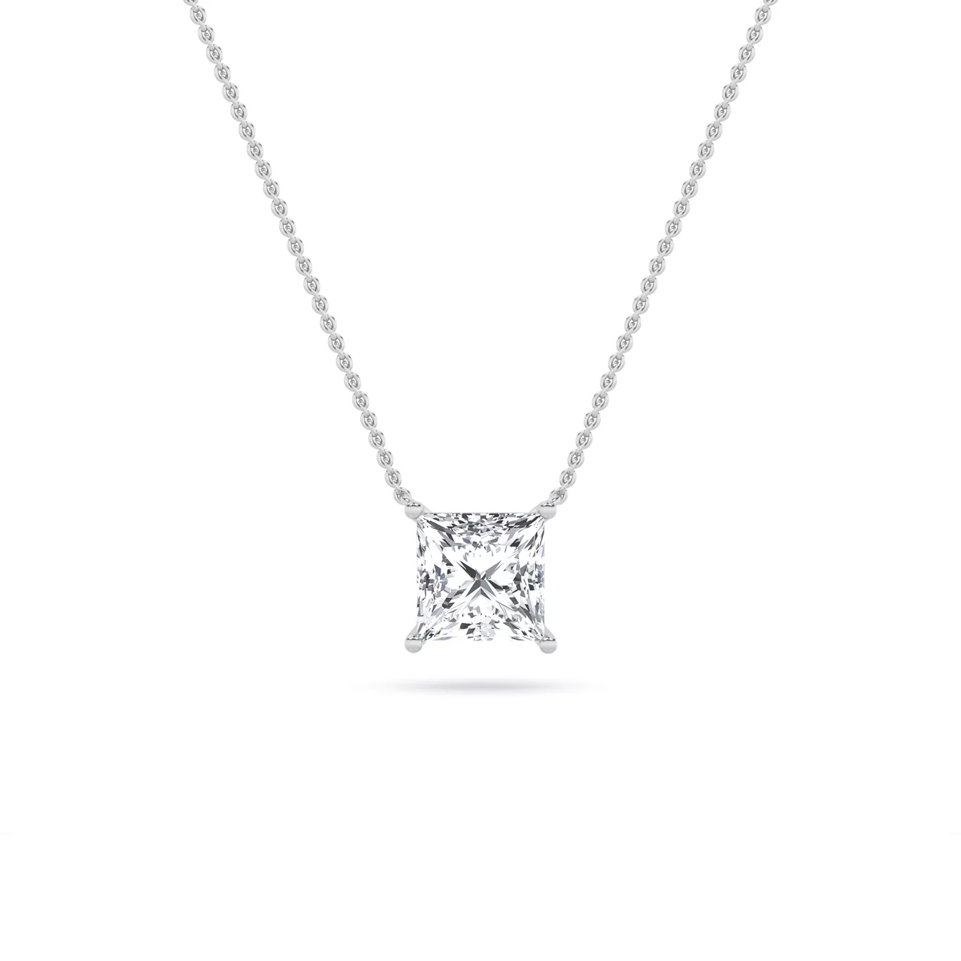 Diamond Station Design 14K White Gold Engagement Ring