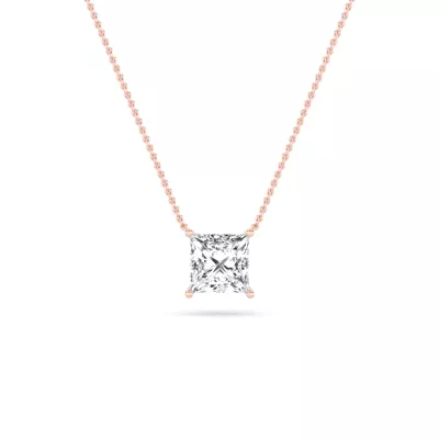 Floating Princess-Cut Lab Diamond Solitaire Necklace (1.00 ct.)