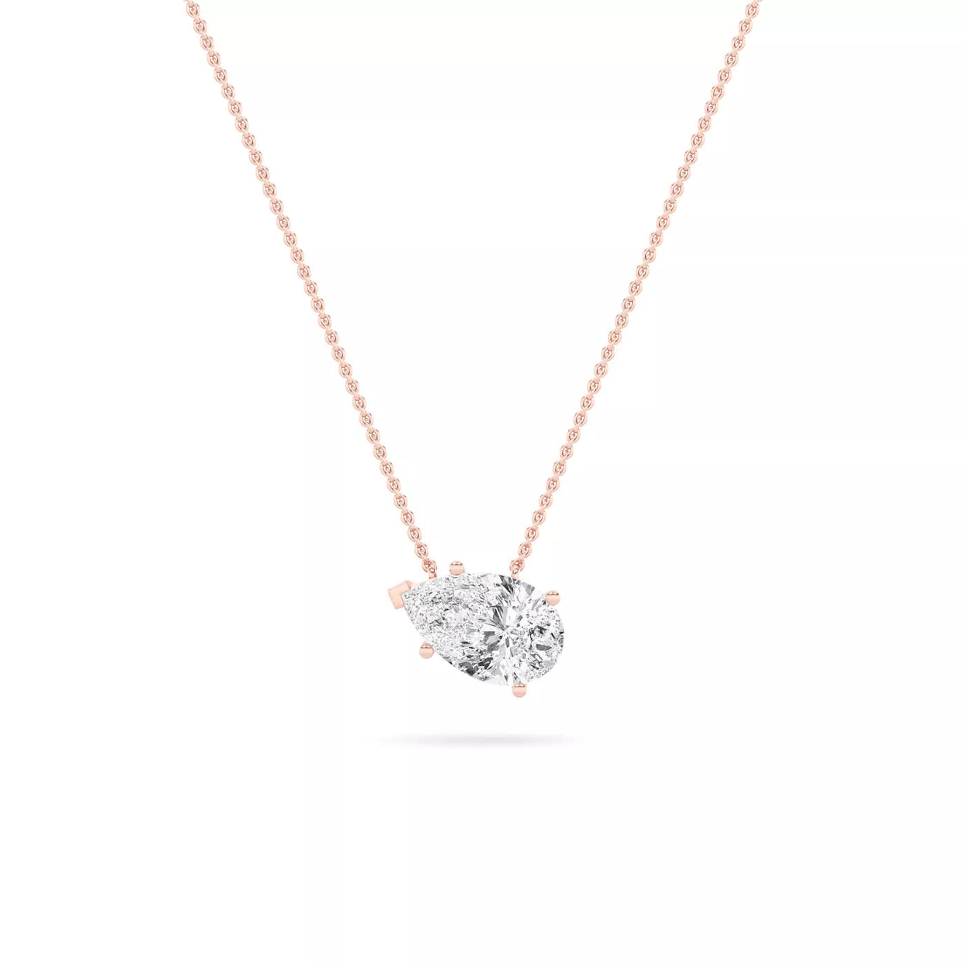 Diamond Station Design 14K Rose Gold Engagement Ring