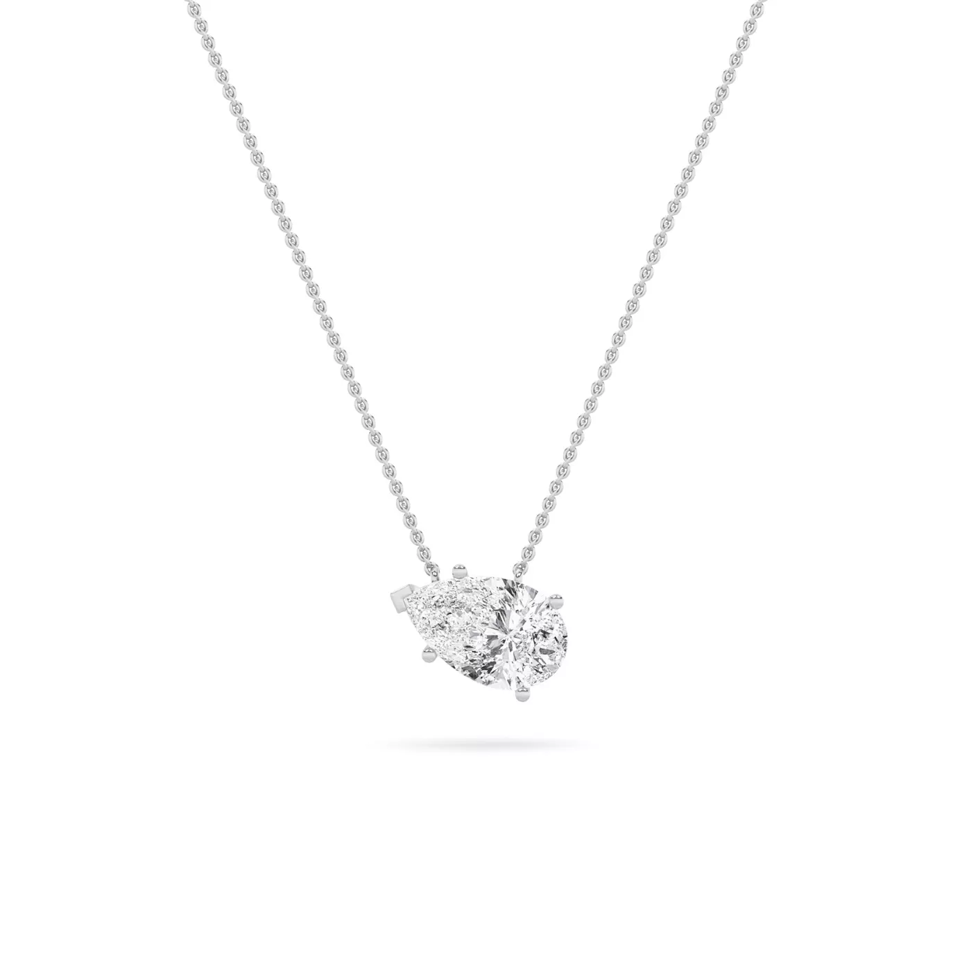 Diamond Station Design 14K White Gold Engagement Ring