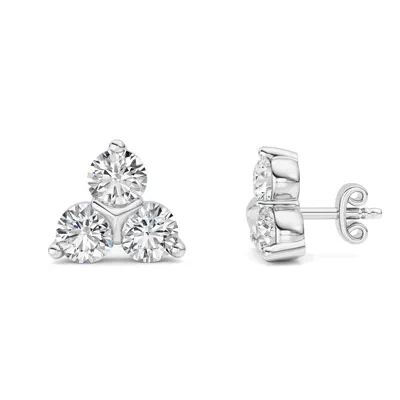 Trio Lab Diamond Silver Stud Earrings (1 ct. tw.)