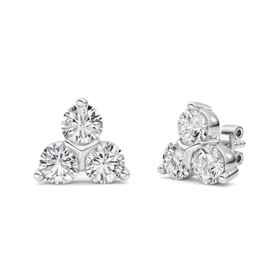 Trio Lab Diamond Silver Stud Earrings (1 ct. tw.)