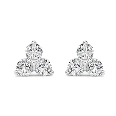 Trio Lab Diamond Silver Stud Earrings (1 ct. tw.)