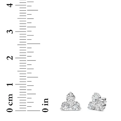 Trio Lab Diamond Silver Stud Earrings (1 ct. tw.)