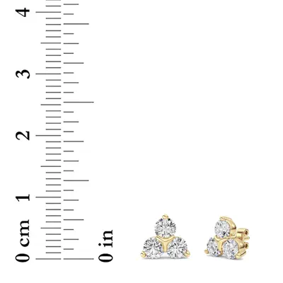 Trio Lab Diamond Silver Stud Earrings (1 ct. tw.)