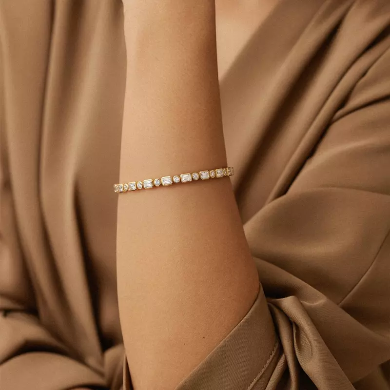 14K Yellow Gold Elara Bezel-Set Lab Diamond Tennis Bracelet