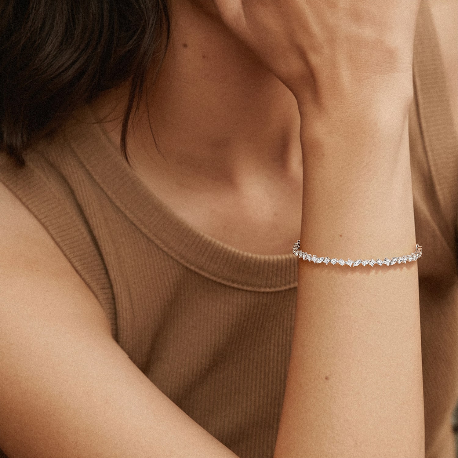 Zina Mixed Shape Lab Diamond Bracelet - 14K White Gold