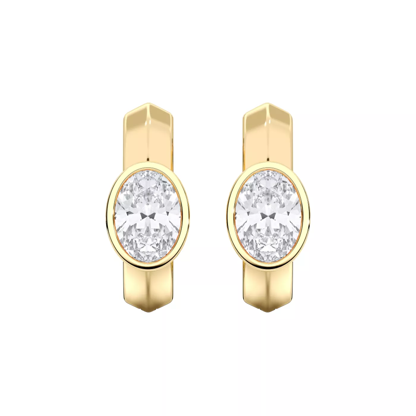 Brava Oval Huggie 14K Yellow Gold Engagement Ring