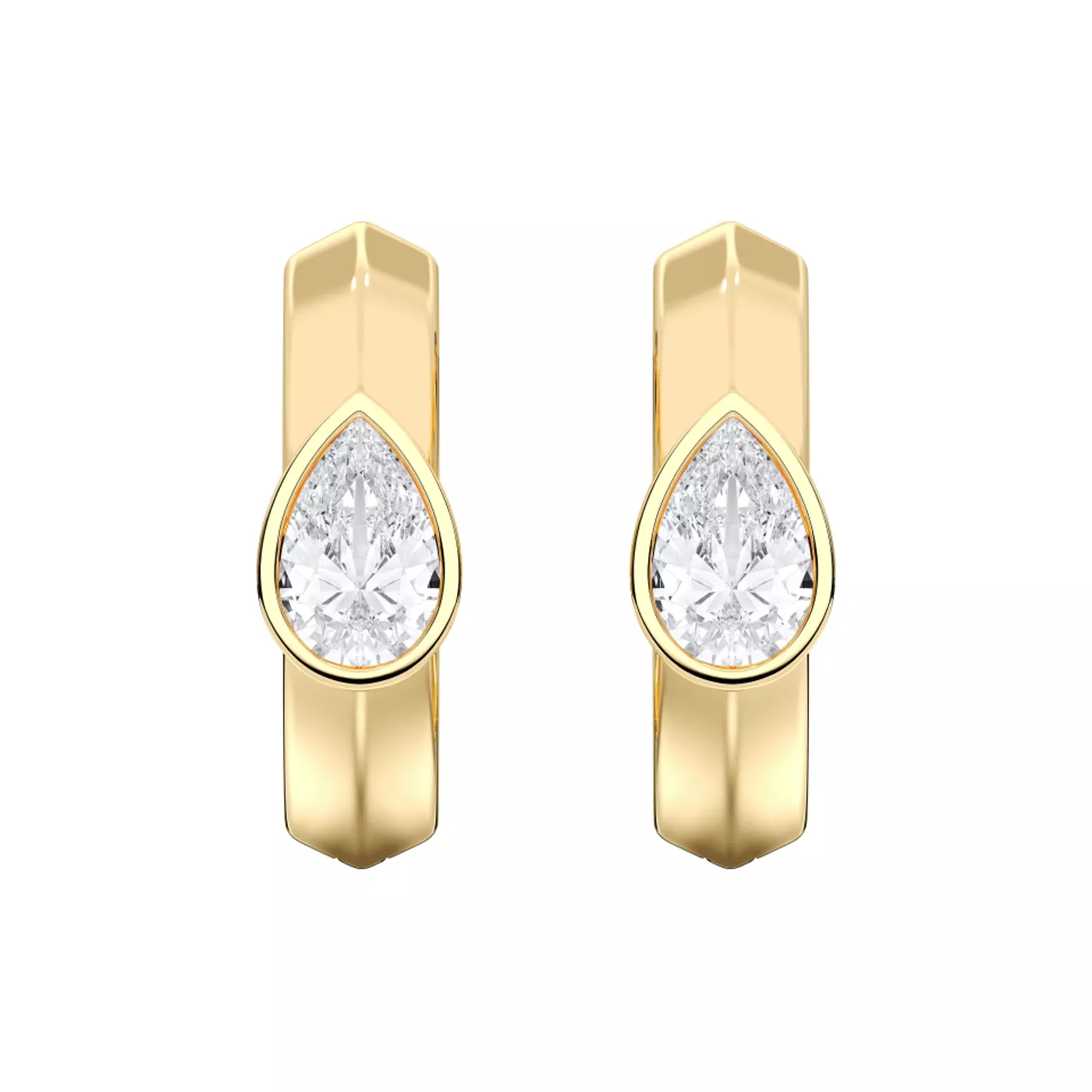 Brava Pear Huggie 14K Yellow Gold Engagement Ring