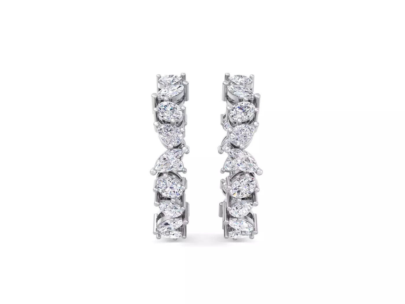 Mixed-Shape Inside-Out 14K White Gold Engagement Ring