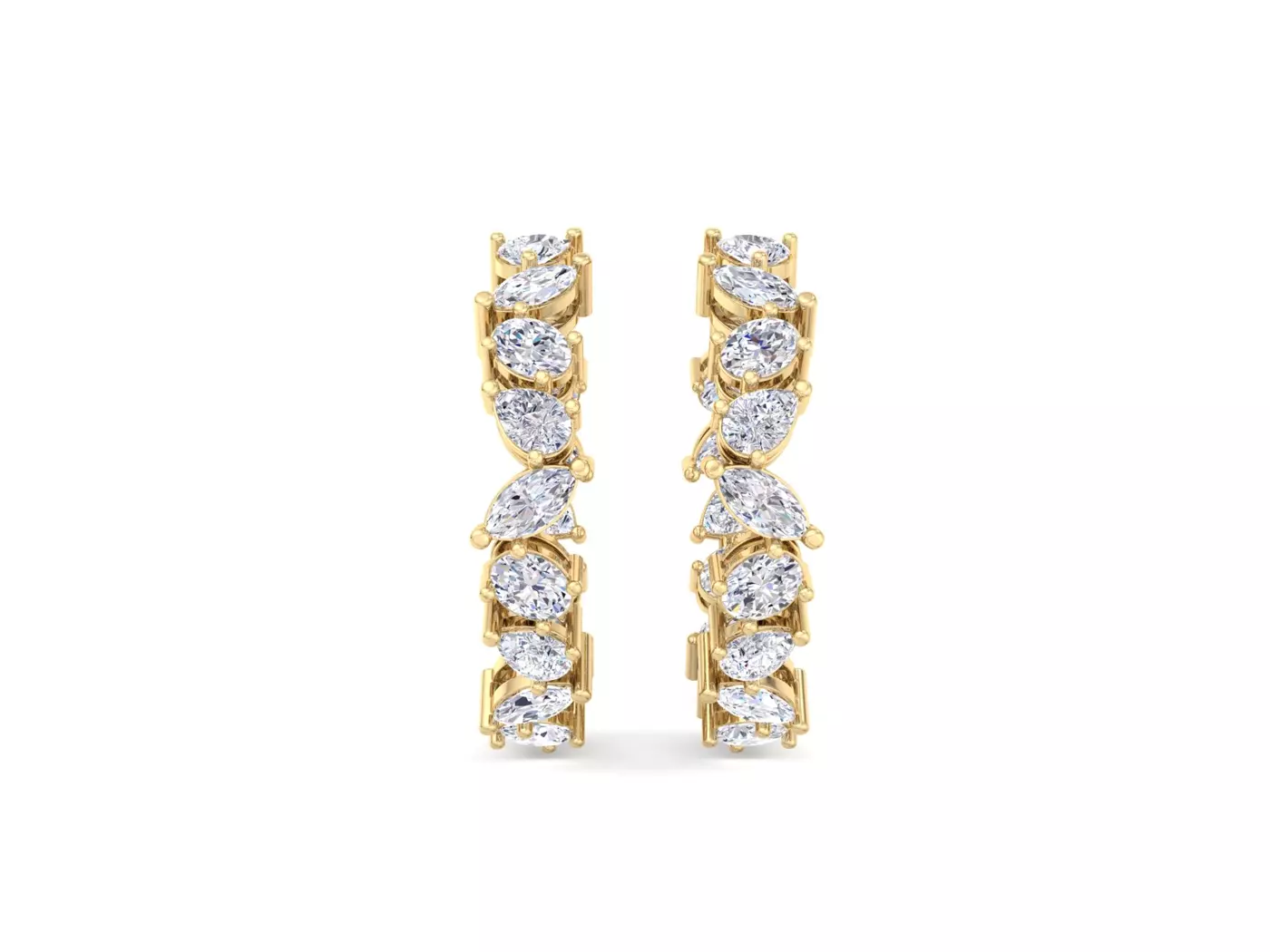Mixed-Shape Inside-Out 14K Yellow Gold Engagement Ring