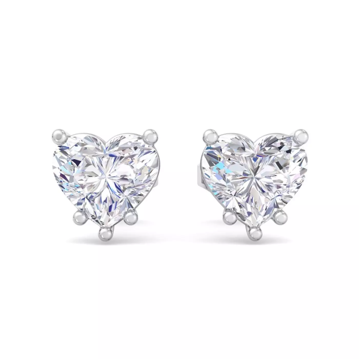 Heart-Framed Stud 14K White Gold Engagement Ring
