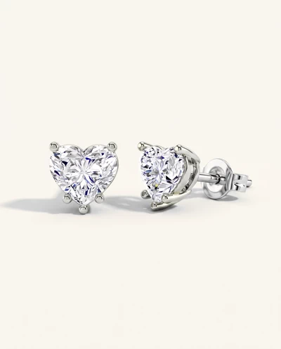 Heart Lab Diamond Stud Earrings
