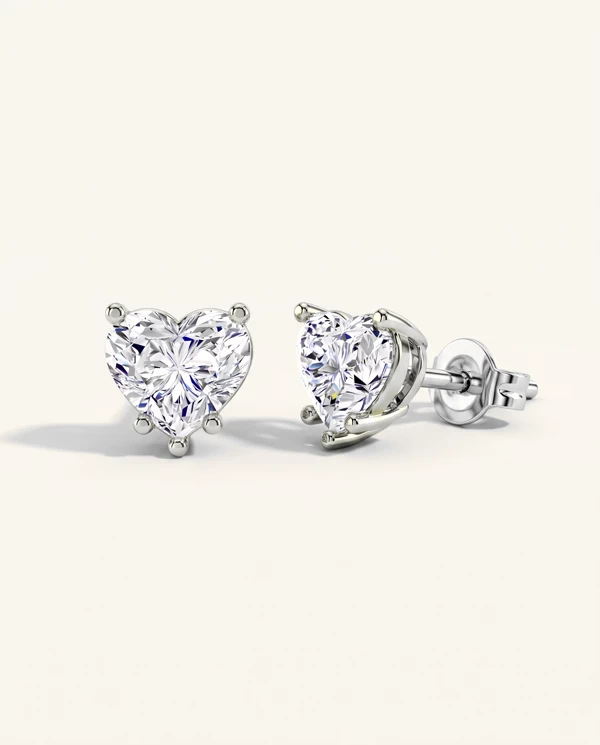 Setting Heart Lab Diamond Stud earrings