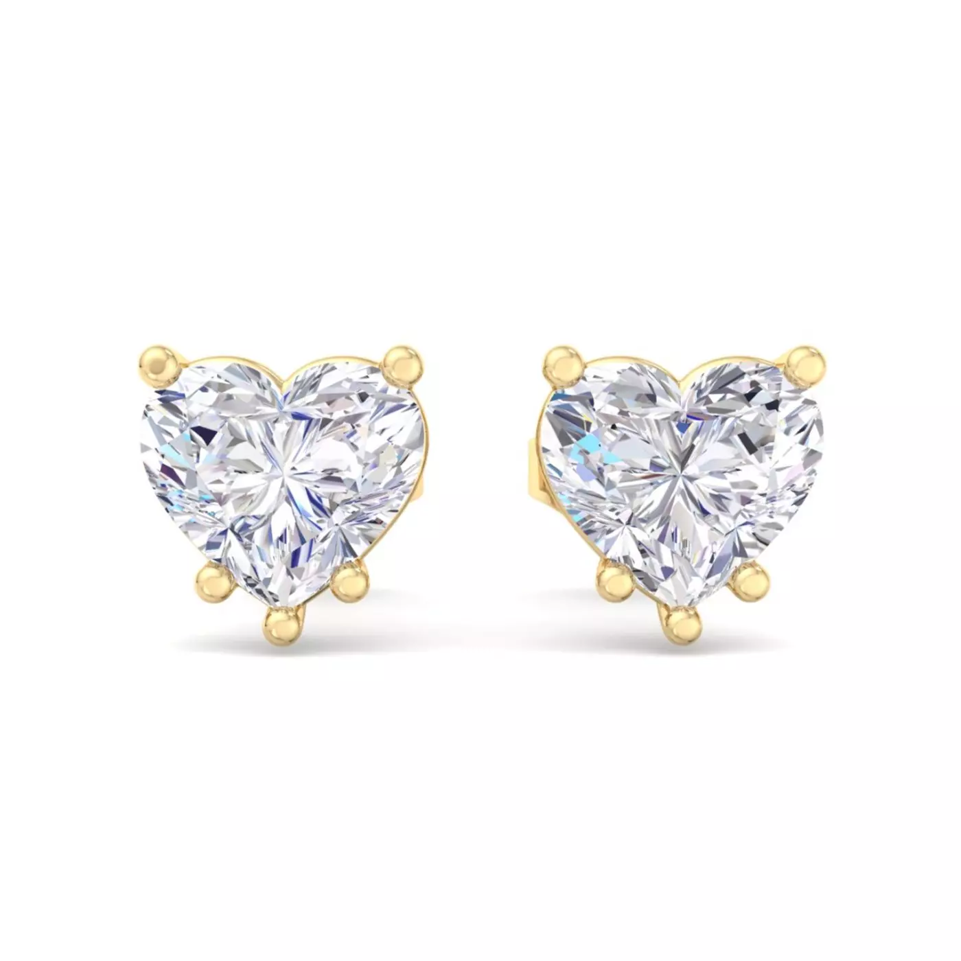 Heart-Framed Stud 14K Yellow Gold Engagement Ring