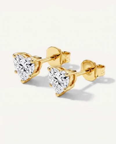 Heart Lab Diamond Stud Earrings