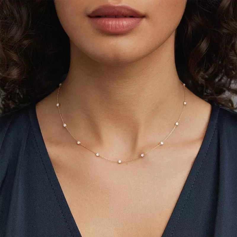 14K Yellow Gold Gareluna Lab Diamond Station Necklace (2 ct. tw.)