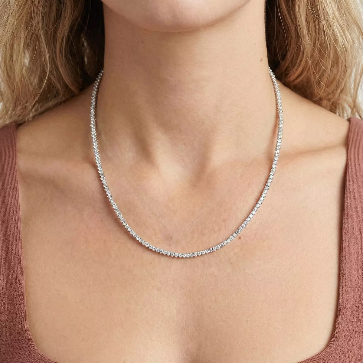 Lab Diamond Silver Tennis Necklace (5.00 ct. tw.) - Silver