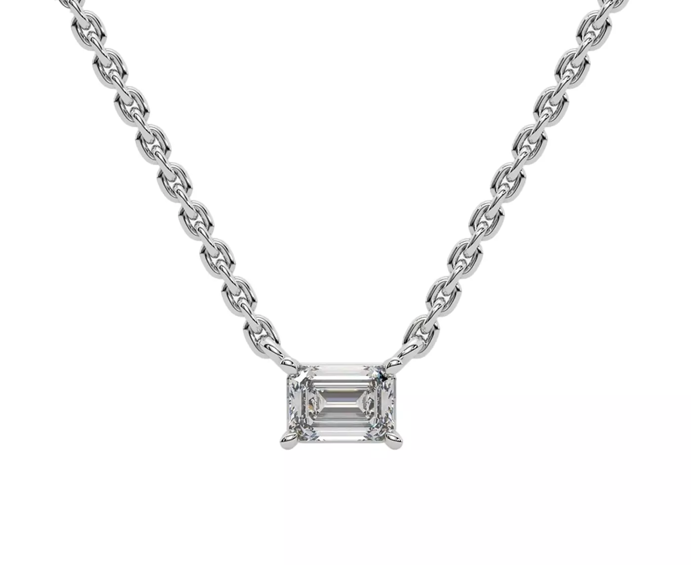 East-West Setting 14K White Gold Engagement Ring
