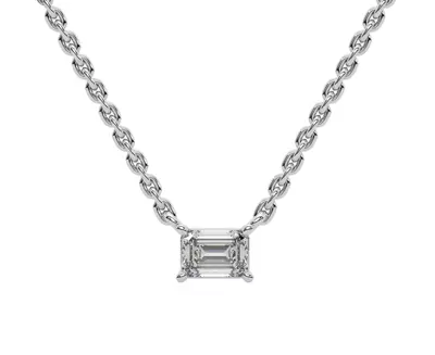 Emerald East-West Lab Diamond Necklace