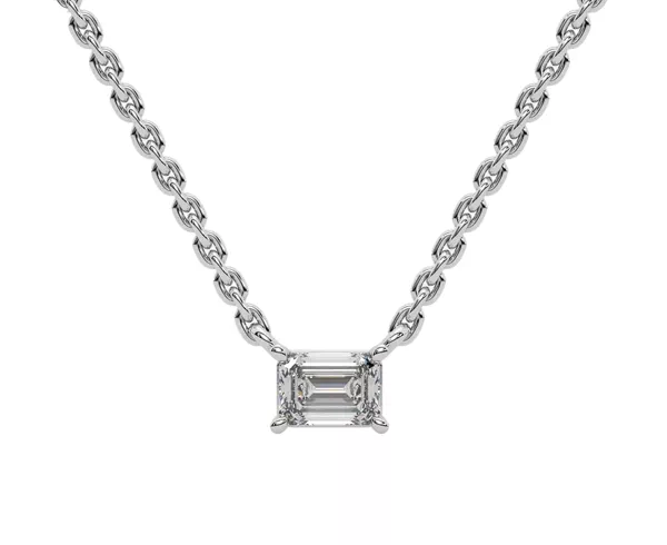 Emerald East-West Lab Diamond Necklace