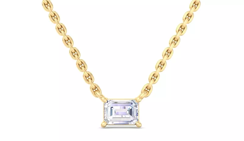 14K Yellow Gold Emerald East-West Lab Diamond Pendant