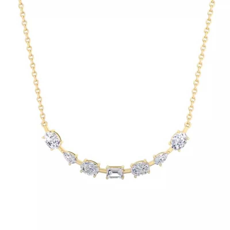14K Yellow Gold Multi-Shape Lab Diamond Smile Pendant