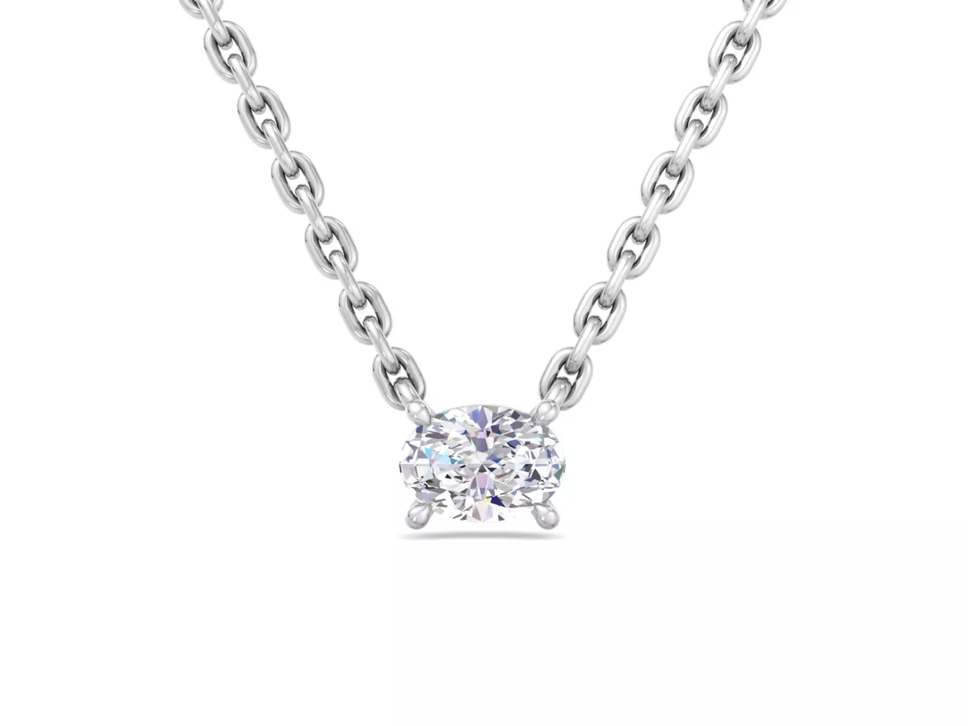East-West Setting 14K White Gold Engagement Ring
