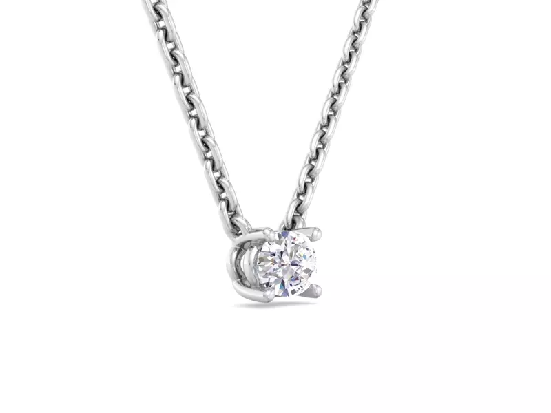 14K White Gold Oval East-West Lab Diamond Pendant