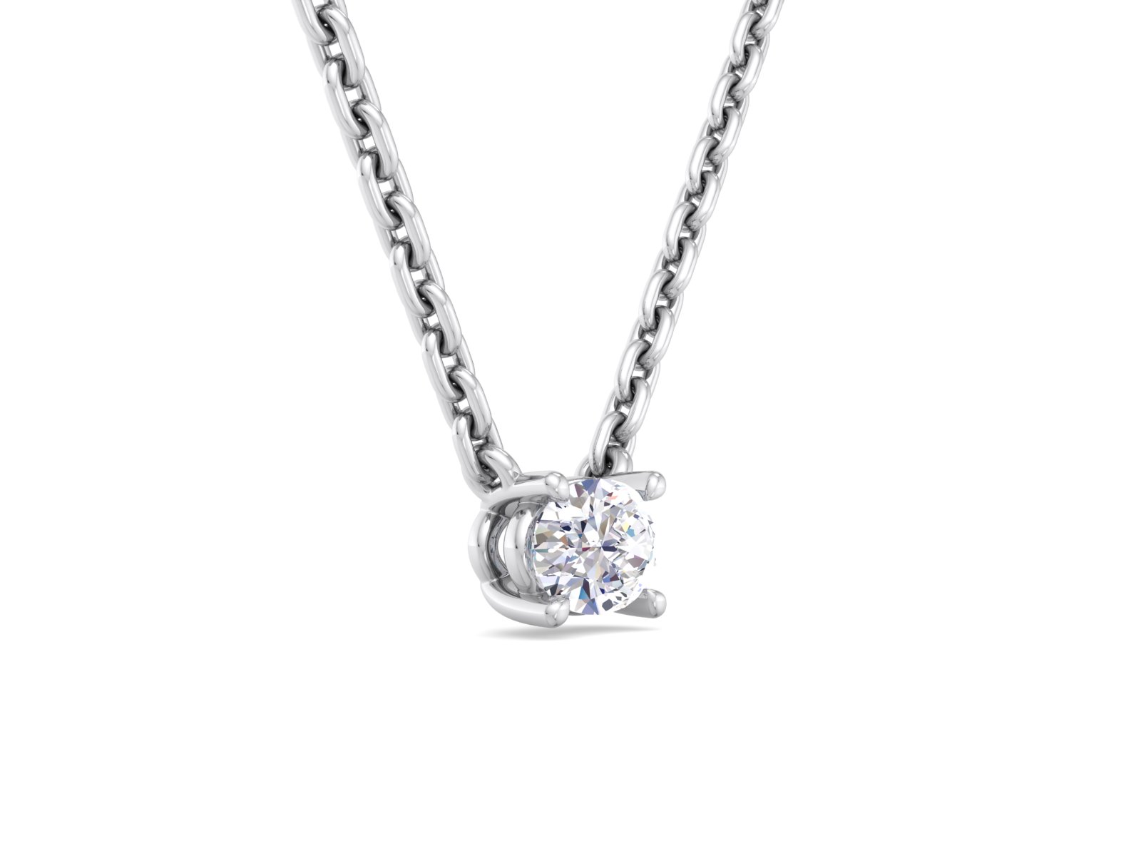 Oval East-West Lab Diamond Pendant-14K White Gold