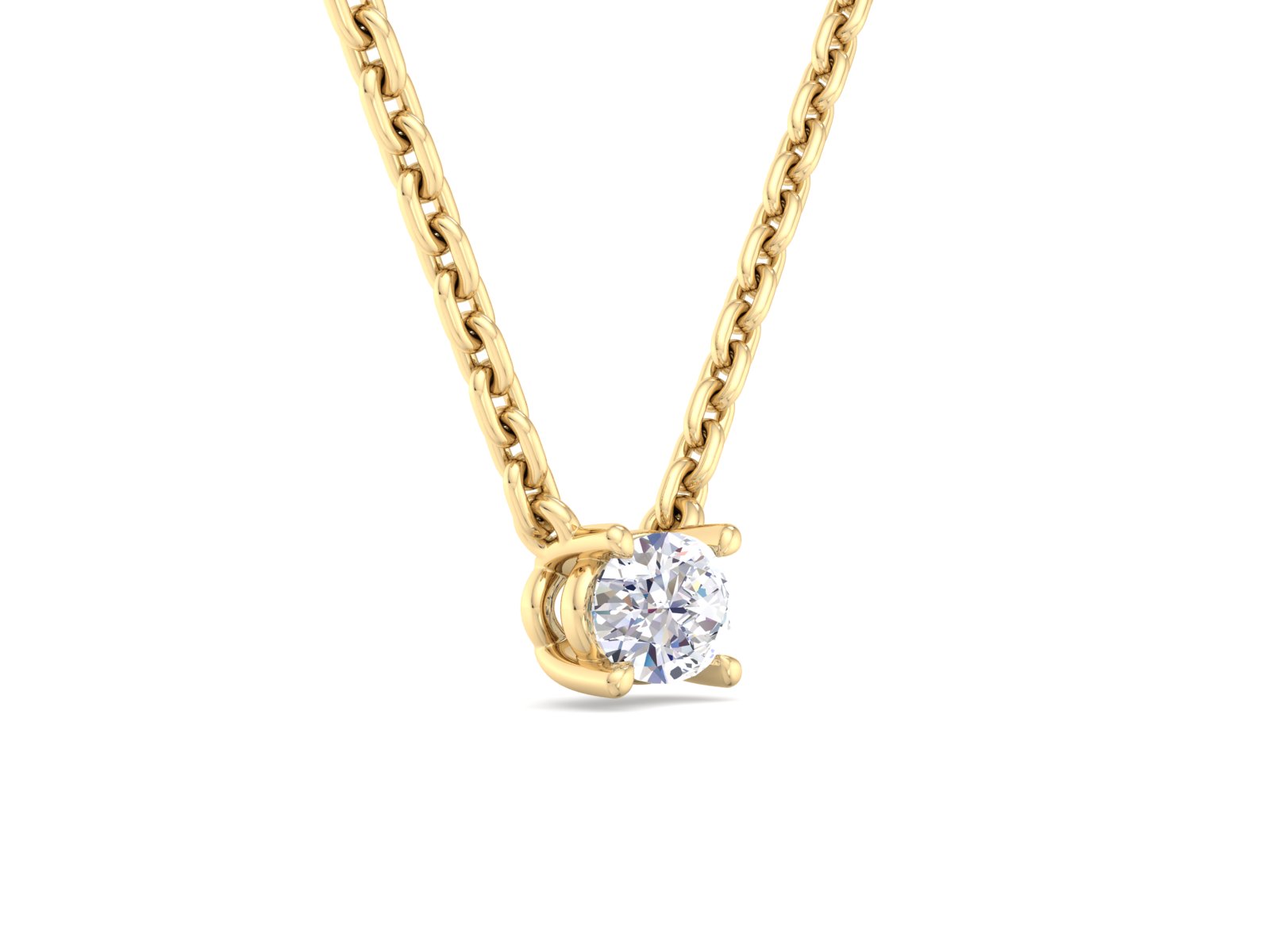 Oval East-West Lab Diamond Pendant-14K Yellow Gold