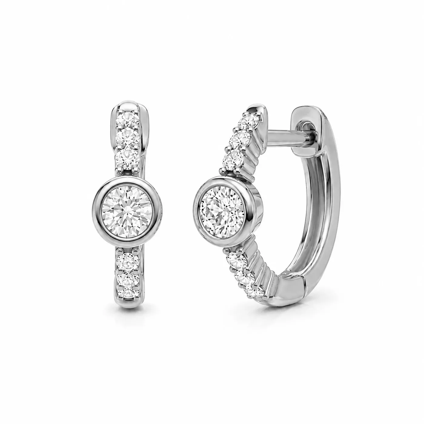 Bezel Lab Diamond Pavé Huggie Earrings