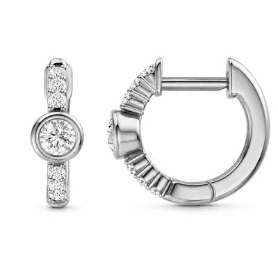 Bezel Lab Diamond Pavé Huggie Earrings