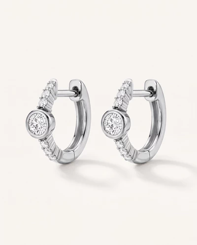 Bezel Lab Diamond Pavé Huggie Earrings