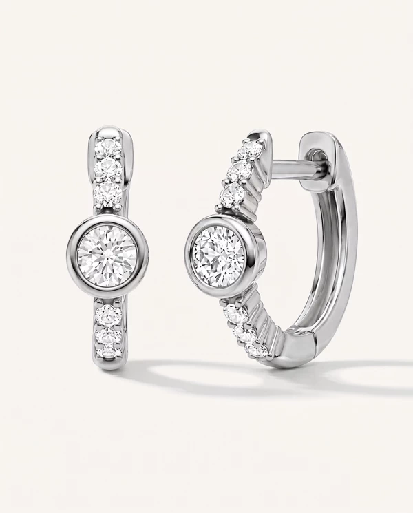 Setting Bezel Lab Diamond Pavé Huggie earrings
