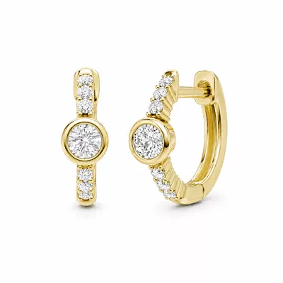 Bezel Lab Diamond Pavé Huggie Earrings