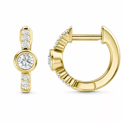 Bezel Lab Diamond Pavé Huggie Earrings