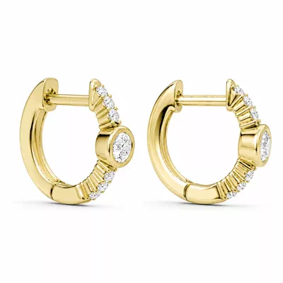 Bezel Lab Diamond Pavé Huggie Earrings