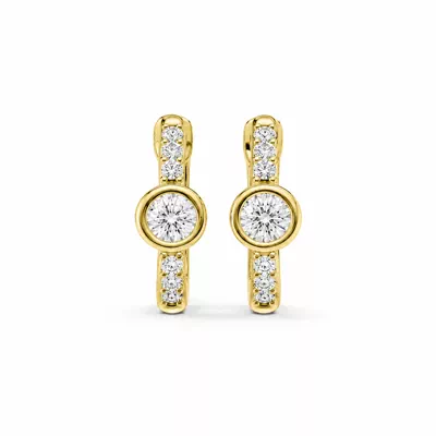Bezel Lab Diamond Pavé Huggie Earrings