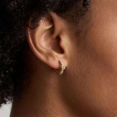 Bezel Lab Diamond Pavé Huggie Earrings