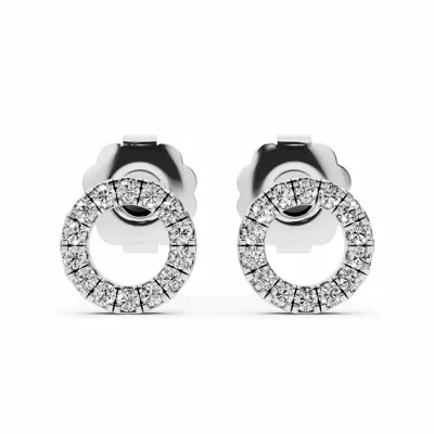 Petite Pavé Circle Lab Diamond Stud Earrings