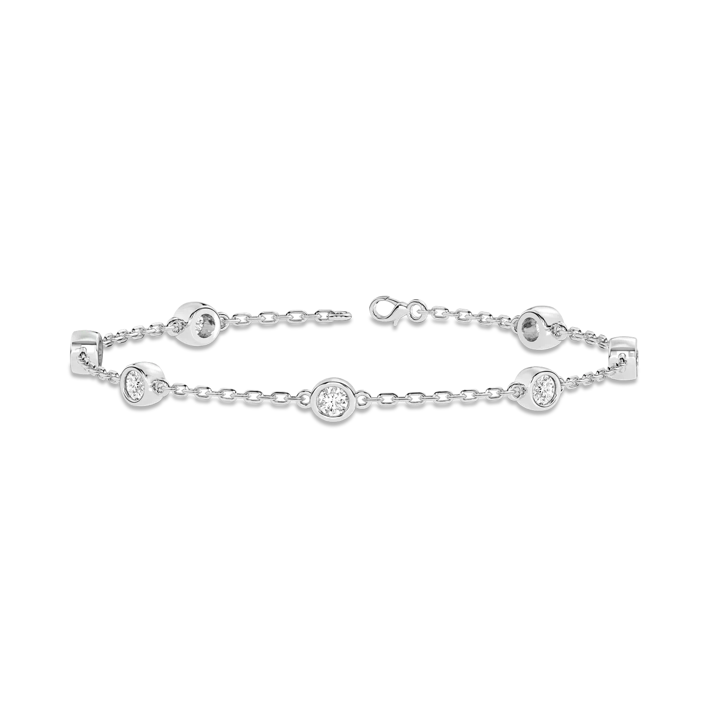 Diamond Station Bracelet Silver Engagement Ring