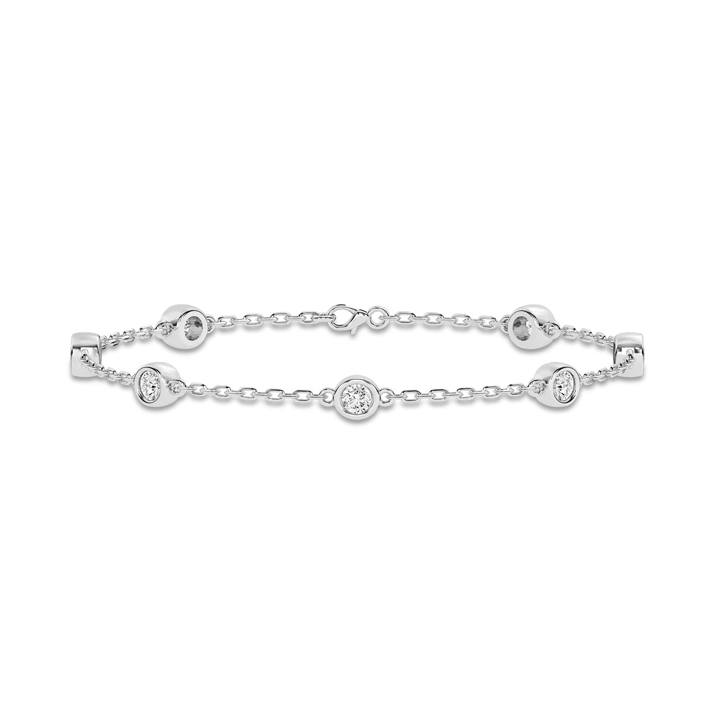 Diamond Station Bracelet Silver Engagement Ring