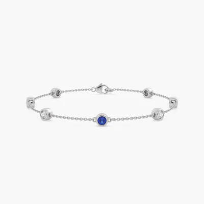 Bezel Lab Diamond & Lab Sapphire Station Bracelet (1.00 ct. tw.)